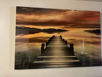 Sunset over dock Painting