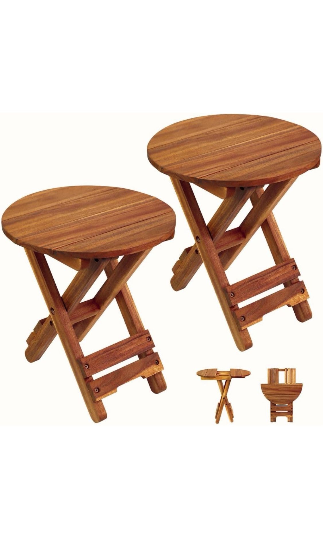 Waterproof Wood Foldable Side Table Plant Stand Size 14" Tall, Diameter 13" New Condition $15/each