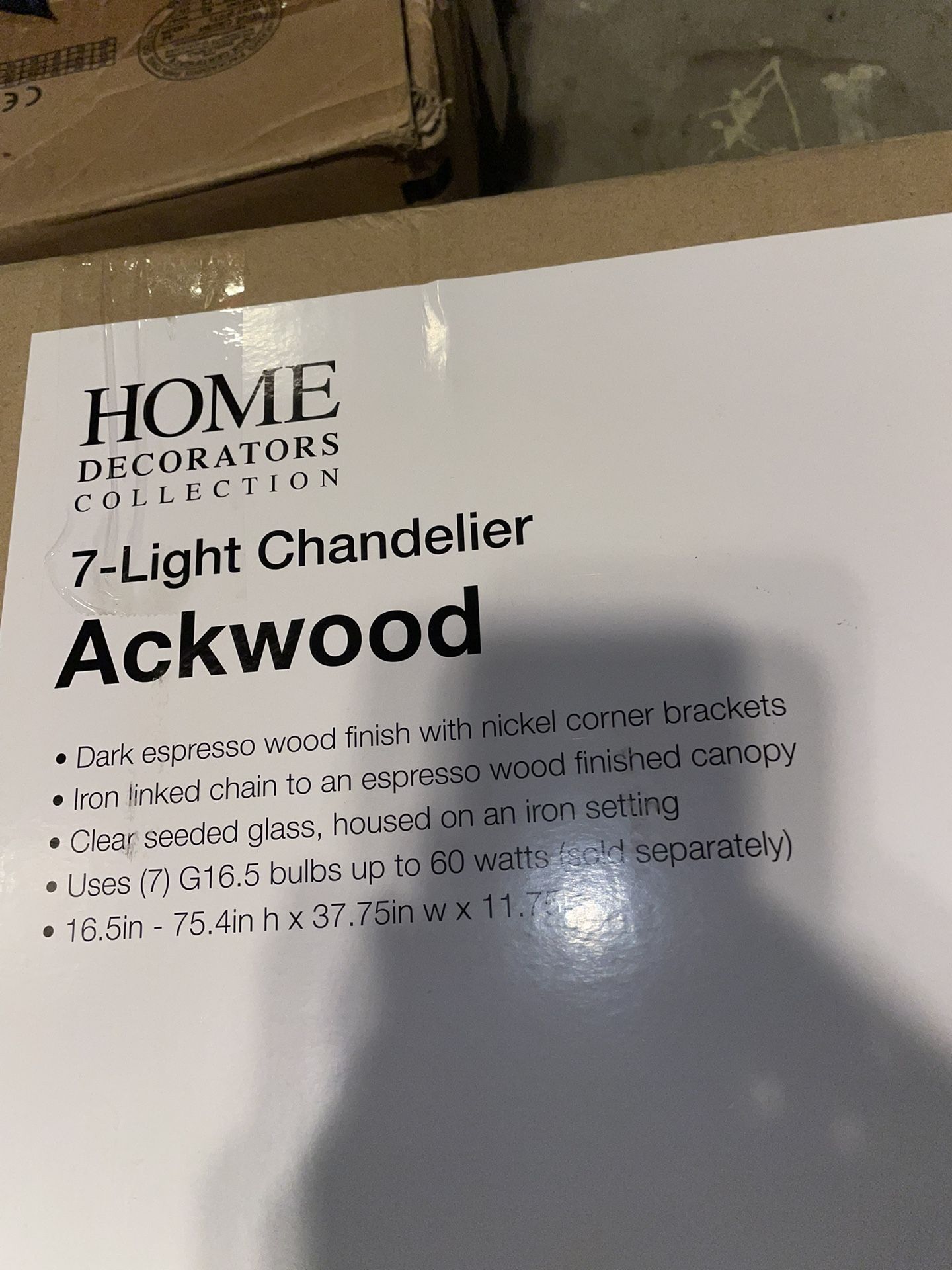 Ackwood Seven Light, Dark Wood Rectangular Chandelier With Clear Seated Glass Shades