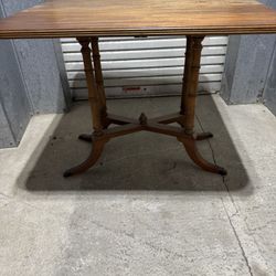 Vintage Wooden Table. Sides come down to make Accent Table  Table open  30 1/2” deep  30  “ wide  26 1/2” tall  Sides down  11 1/2” deep  30” wide   