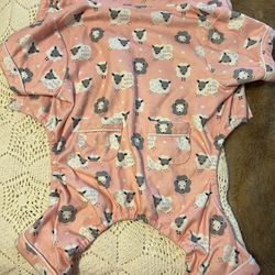 Pup Crew Pet Dog Pajamas LARGE Soft Flannel Pink White And Gray Sheep