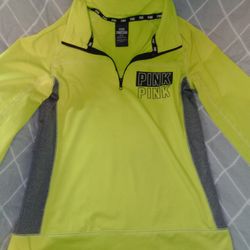 Neon yellow Victoria's Secret PINK ultimate quarter zip pullover/ Size medium