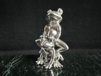 Pewter Double Frog Figurine Sculpture