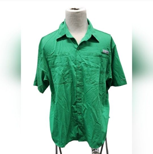 Columbia PFG Tamiami Size XL Kelly Green Button Down Shirt