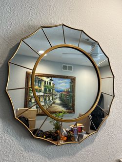 Round Sun brass mirror