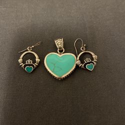 Sterling Silver Inlay Turquoise Set