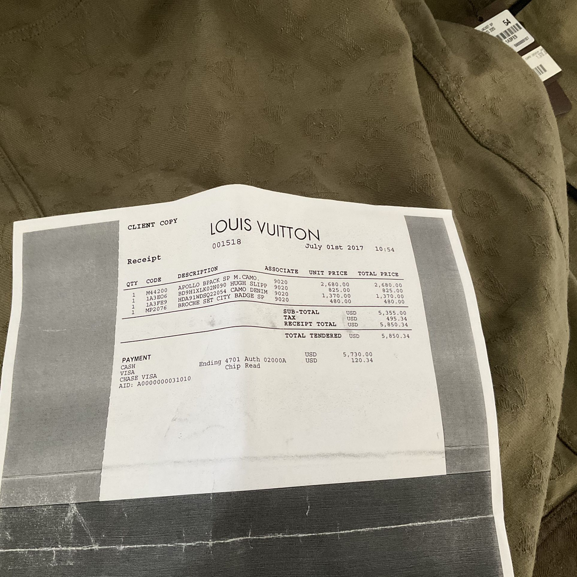 Louis Vuitton Men's Utility Jacket Limited Edition Supreme Monogram  Camouflage Green 138633189