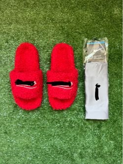 All Red Balenci Fur Slides (9.5US/43EU)