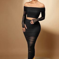 Off Shoulder Crop Top & Pencil Skirt