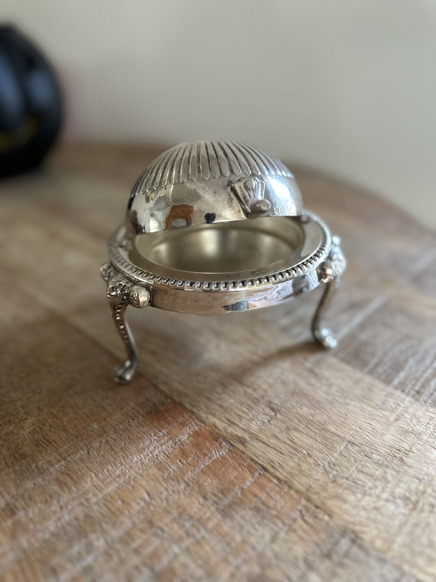 Vintage Silver Plated Roll Top Caviar & Butter Dish