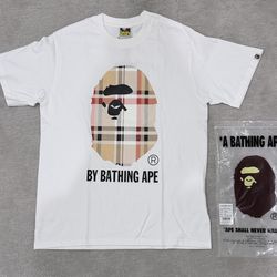 Bape A bathing ape check by bathing tee size medium