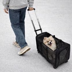 NEW Pet Carrier Bag Pet Stroller On Wheels Dog Travel Carrier Bag 