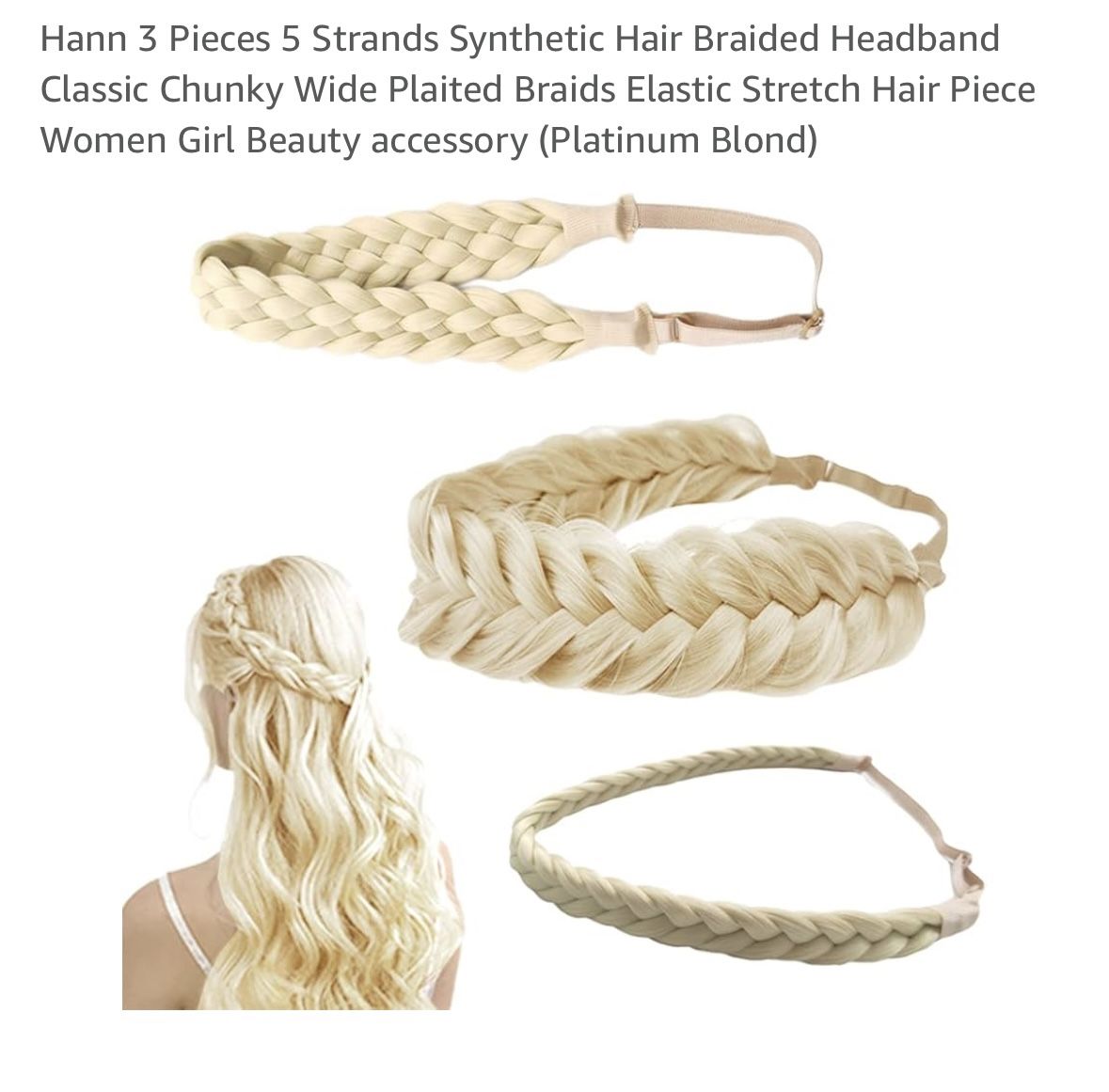 Hann 3 Piece Synthetic Braided Headbands