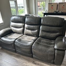 Leather Power Reclining Couches (2)