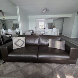 Zientte Brown Leather Sofa