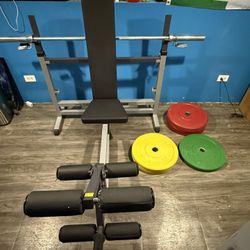 Bench Press With Barbell And Weights