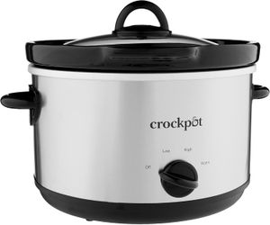 Crock-Pot 5-Quart Smudgeproof Round Manual Slow Cooker with Dipper Silver