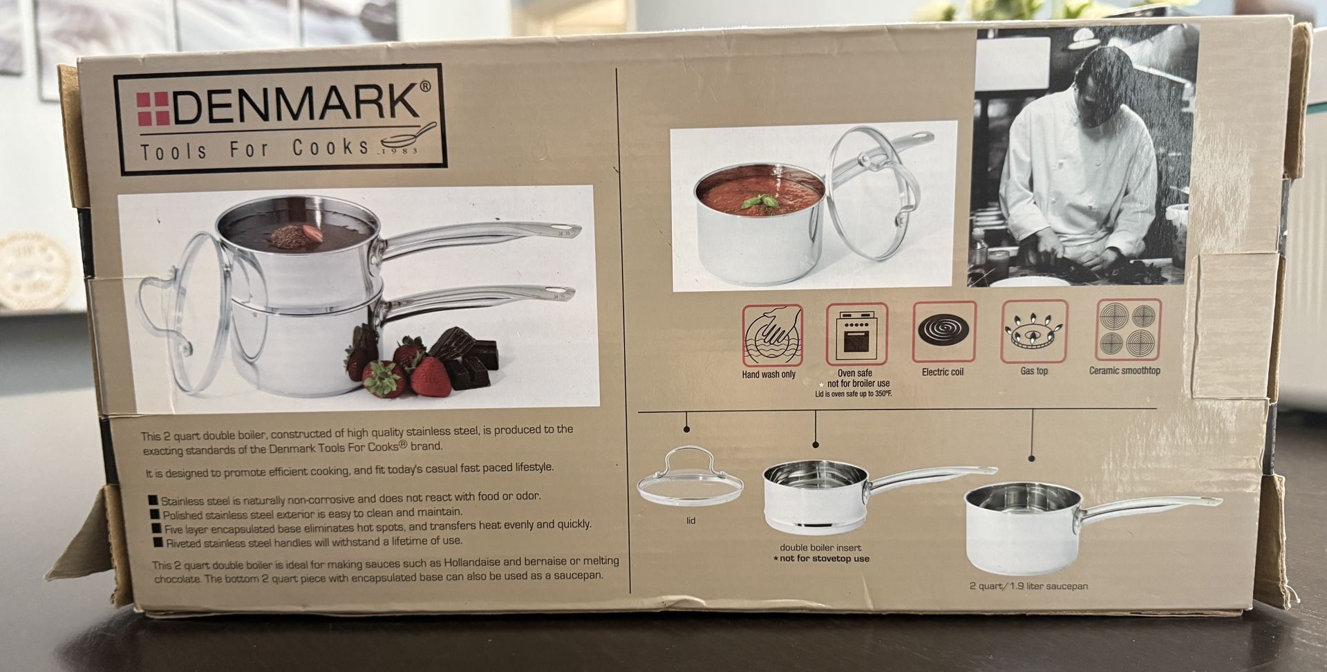 NEW Denmark Professional Double Broiler 2Qt/1.9L