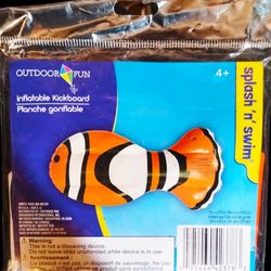 Outdoor Fun Inflatable Clown Fish Kickboard NWT
