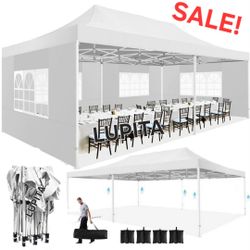 10x20' Easy Pop Up Canopy with Removable Sidewalls Waterproof Folding Wedding Party Tent Outdoor.