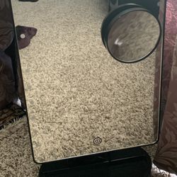 Fusion Large Lighted Vanity Makeup Mirror With 10x Magnification Mirror, 360 Degree Rotation