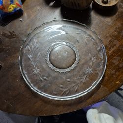 vintage etched glass serving dish