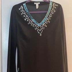 Women Sheer Sequined Tunic - Sz L