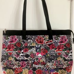 New/Unused Harley Davidson Tattoo Print Shopper Tote/Duffel Bag w/ 2 Large Inside Zipper Pockets