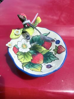 Vintage Blue Sky J McCall Footed Strawberry Bowl "Icing on the Cake" Series 2003