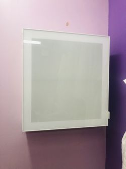 IKEA White Glass Bath Cabinet Shelf