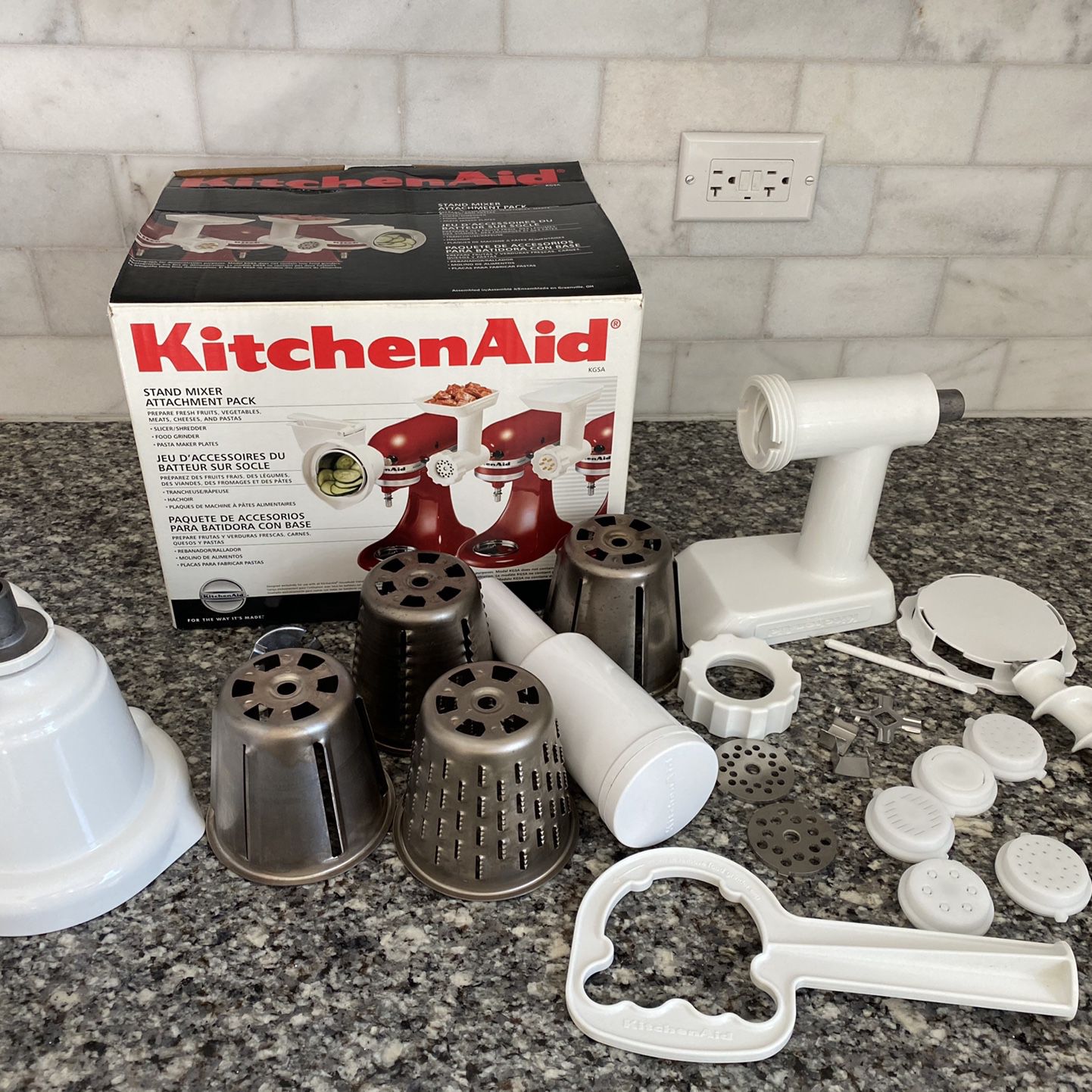 KitchenAid Attachment Pack KGSA- Slicer, Grinder, Pasta Maker for