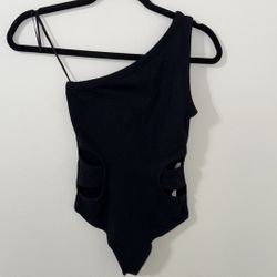 Abercrombie & Fitch Black One-Shoulder Bodysuit