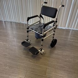 New / Commode And Shower Chair With Licking Wheels / Aluminum $50