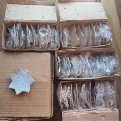 Bulk Lot of Silver Glitter Star Candle Holders