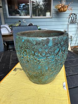 Large Ceramic Planter Pot Teal Glaze