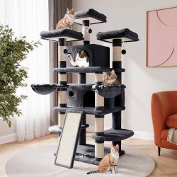 68 Inches Multi-Level Large Cat Tree for Large Kitties/Big Cat Tower with Condo/Cozy Plush ‌Pussycat Perches/Sisal Scratching Posts and Hammocks/Activ