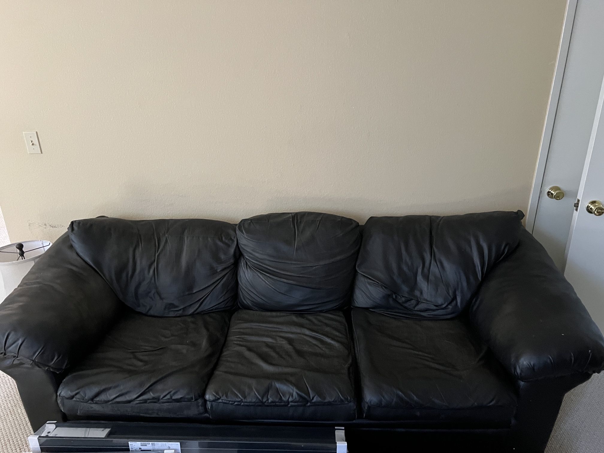 Black Faux Leather Couch With Pull Out Bed