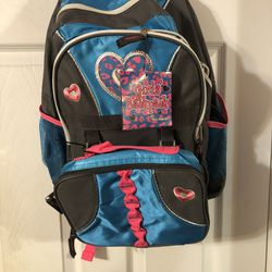 Kids Girls Large Backpack With Lunch Pail.  By Trailmaker.  Brand New With Tags 