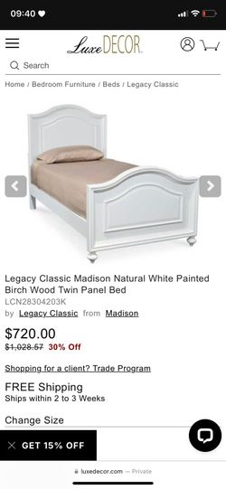 Classic Madison Natural White Birch Wood Twin Panel Bed