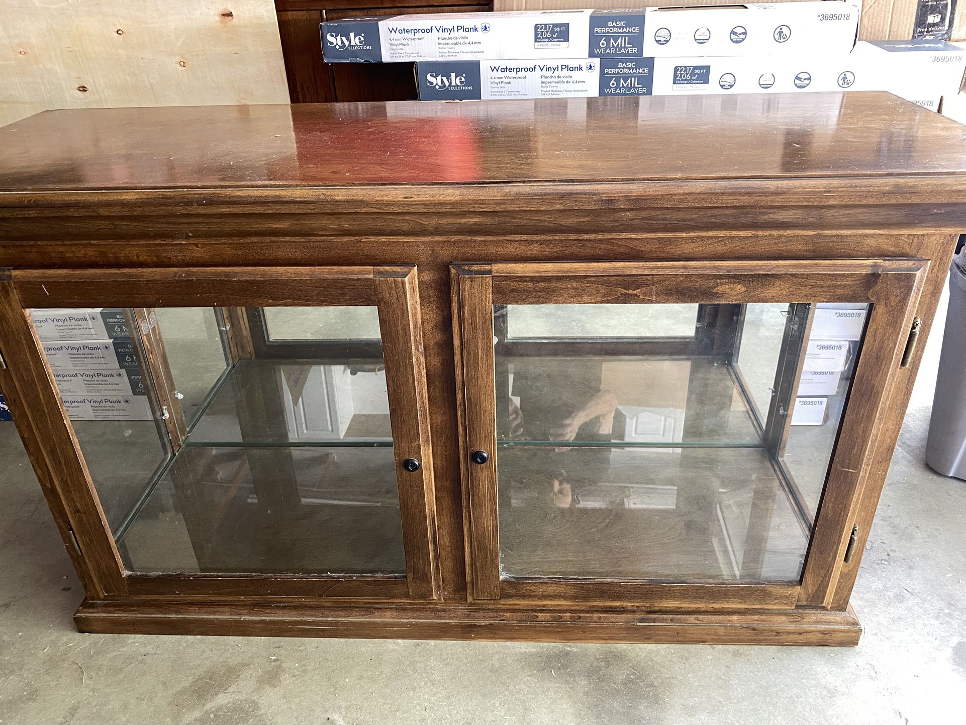 Vintage Curio Cabinet Glass And Mirror