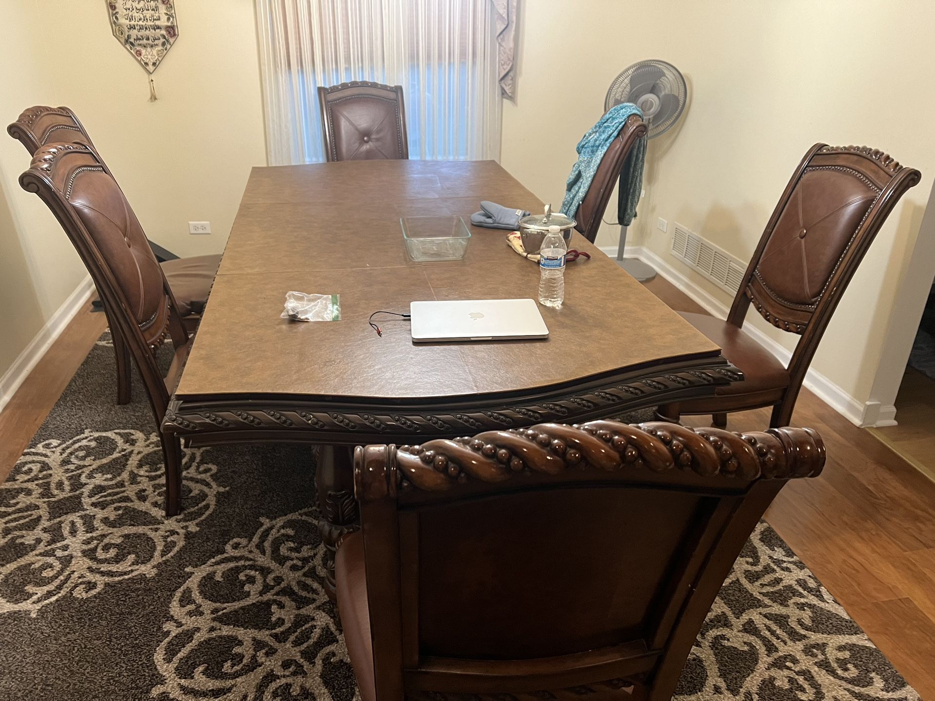 Formal Dining Table For 6 With Leather Chairs And Hardwood