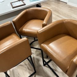 Wade Logan Upholstered Counter Stools with Metal Frame – Set of 3