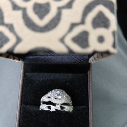 14k White Gold 925Diamond Wedding Set