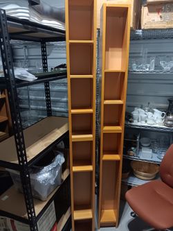 Tall Narrow Wood Media Tower Shelves (Set of 2)