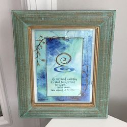 Shabby Teal & Copper Wood Framed Print