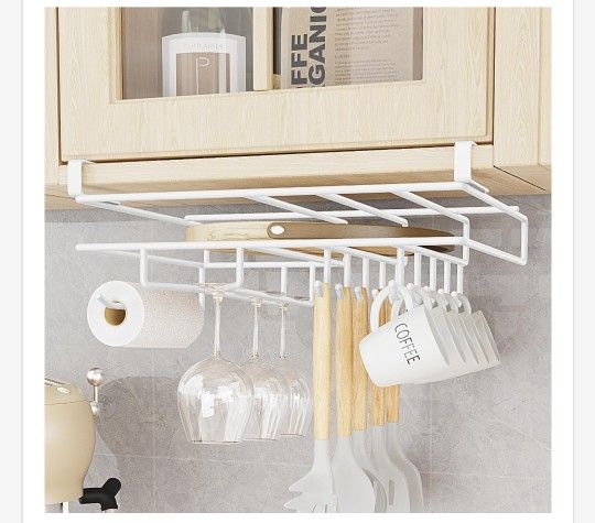 SOLEJAZZ Mug Hooks Under Cabinet Coffee Cups Holder Hanger, Nail Free Adhesive