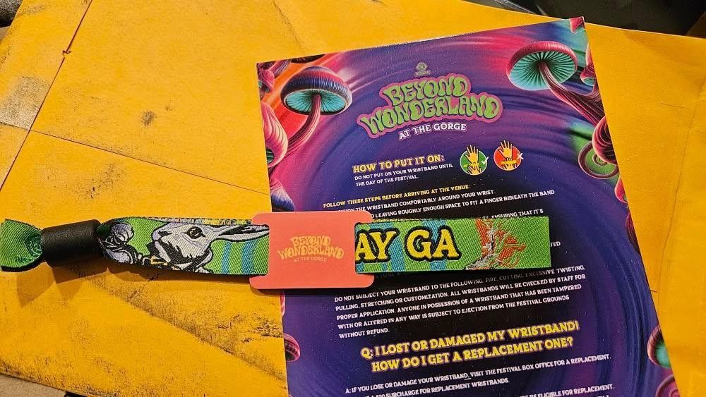 Beyond Wonderland At The Gorge GA 2 Day Wristband