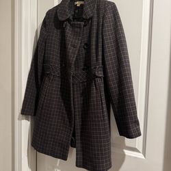 American Rag CIE Plaid Double-Breasted Trench Coat size medium