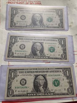 **2013 B  Dollar Bill Star Note Lot of 3, Error. All In Duplicate Range.**
