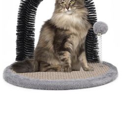 AikoPets Cat Scratching Post with Cat Arch,Cat Self Groomer Massager Hair Brush Cat Scratcher Toys Fur Grooming Toy with Interactive Balls for Indoor 